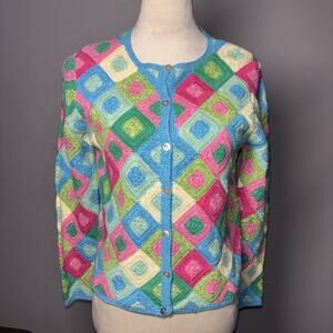 Northern Isles Women's Cardigan Sweater Patchwork Pattern Sz small Button Front